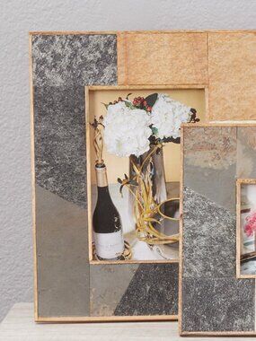 Natural Slate Fragment, Mango Wood Mdf Glass & Iron Hardware 5" X 7" Photo Frame